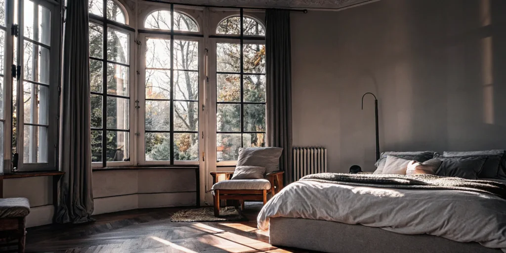 Bright, cozy bedroom addition with natural light.