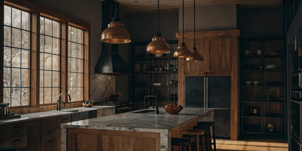 San Jose kitchen remodel with wood cabinets and marble countertops.